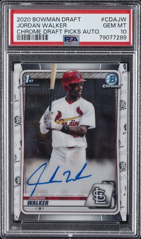 2020 BOWMAN DRAFT CHROME DRAFT PICKS AUTOS #CDAJW JORDAN WALKER PSA 10 AUTO