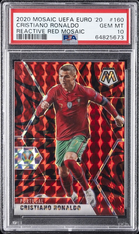 2020 PANINI MOSAIC UEFA EURO 2020 REACTIVE RED MOSAIC CRISTIANO RONALDO PSA 10