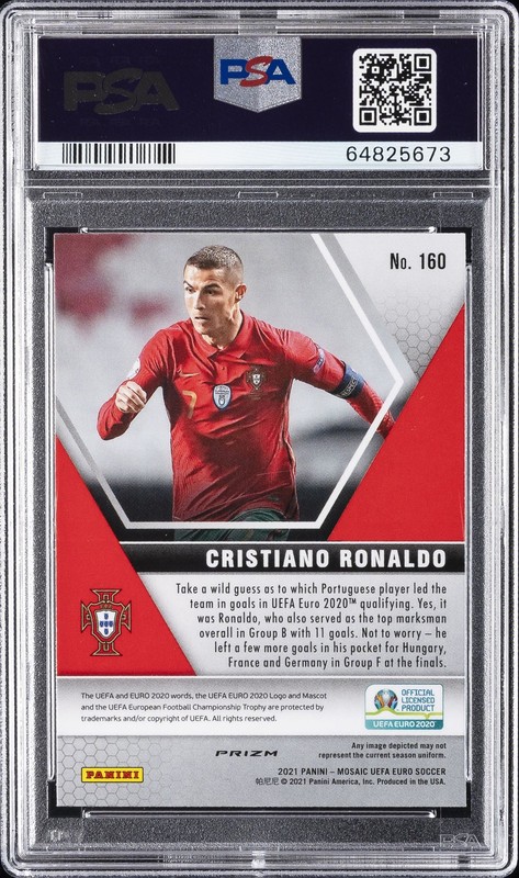2020 PANINI MOSAIC UEFA EURO 2020 REACTIVE RED MOSAIC CRISTIANO RONALDO PSA 10 view 2