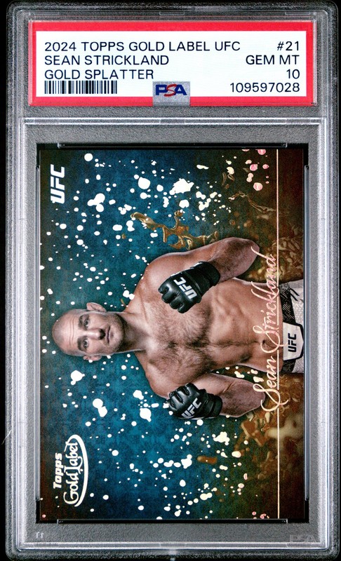 2024 TOPPS GOLD LABEL UFC GOLD SPLATTER #21 SEAN STRICKLAND PSA 10
