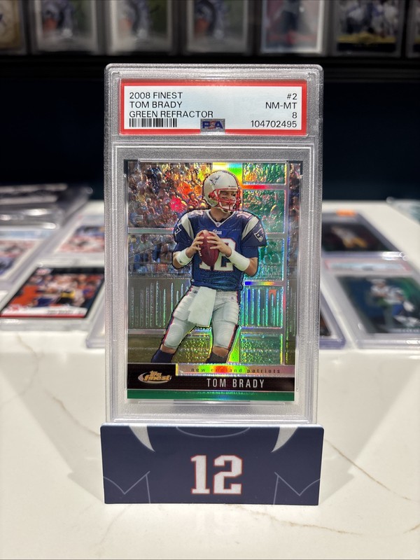 TOM BRADY 2008 TOPPS FINEST GREEN REFRACTOR /299 PSA 8 INVEST GOAT HOF MVP TB12