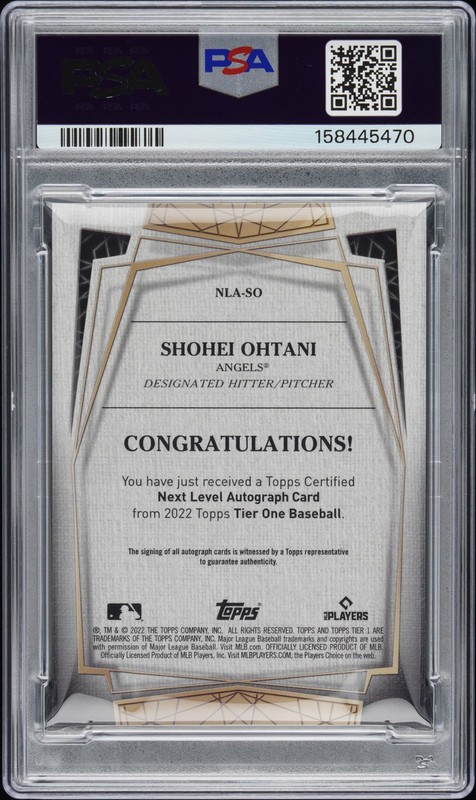 2022 TOPPS TIER ONE NEXT LEVEL AUTOS #NLASO SHOHEI OHTANI 11/50 PSA 9 AUTO view 2