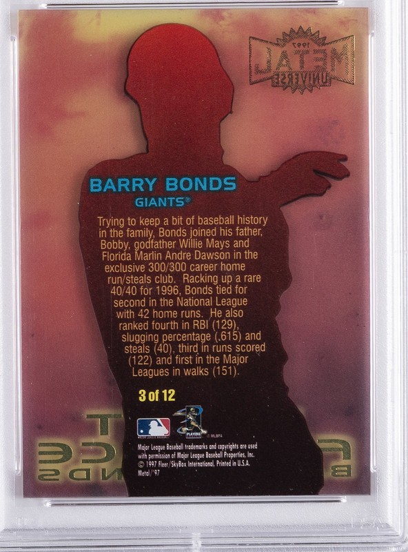 1997 METAL UNIVERSE BLAST FURNACE #3 BARRY BONDS PSA 10 view 2