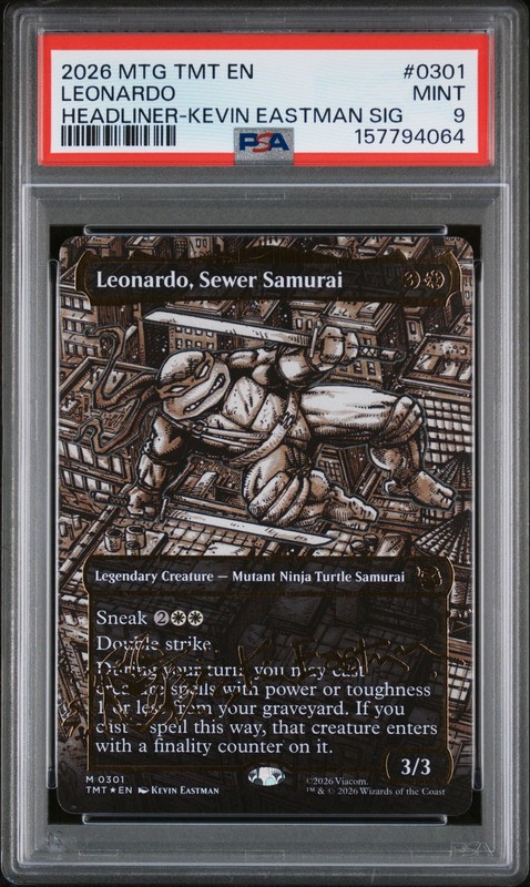 2026 MTG TMNT HEADLINER KEVIN EASTMAN SIGNATURE LEONARDO SEWER SAMURAI PSA 9