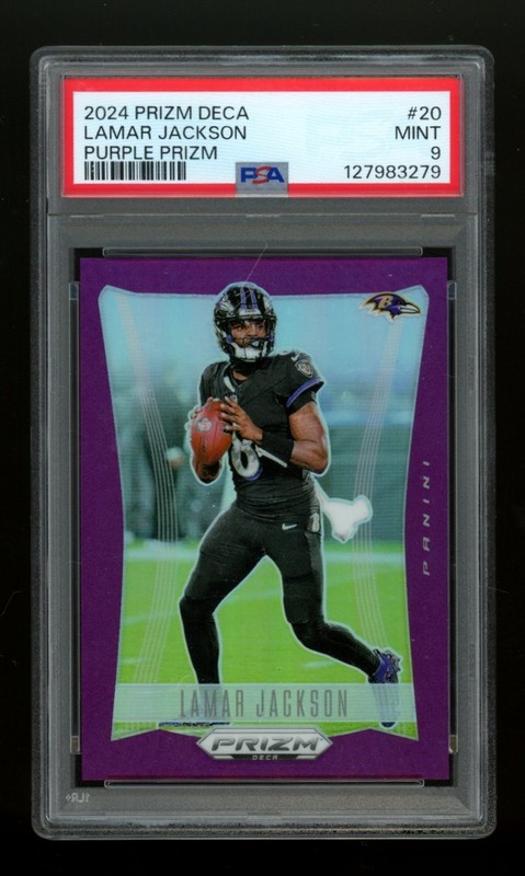 PSA 9 2024 Panini Prizm Deca #20 Lamar Jackson Purple /99