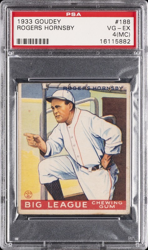 1933 GOUDEY #188 ROGERS HORNSBY PSA 4 MC