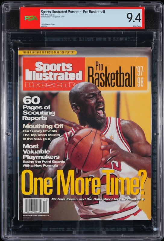 TIME, INC. SPORTS ILLUSTRATED PRO BASKETBALL 1998 MICHAEL JORDAN  GRADED PSA 9.4