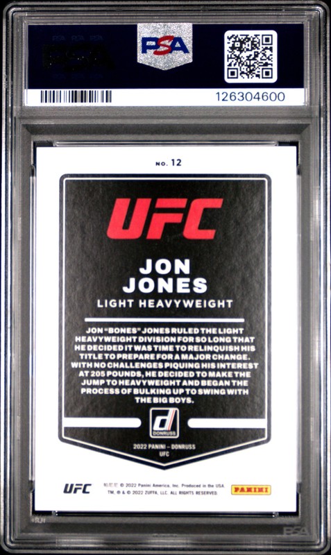 2022 PANINI DONRUSS UFC HOLO LASER #12 JON JONES 49/99 PSA 9 view 2