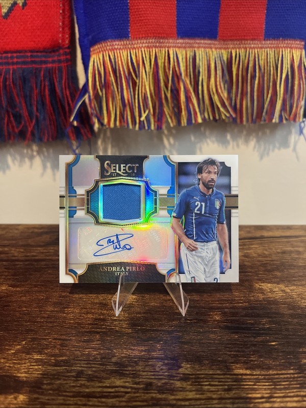 2017-18 Panini Select Soccer Andrea Pirlo Match Worn Patch Auto /99 #JA-AP Italy
