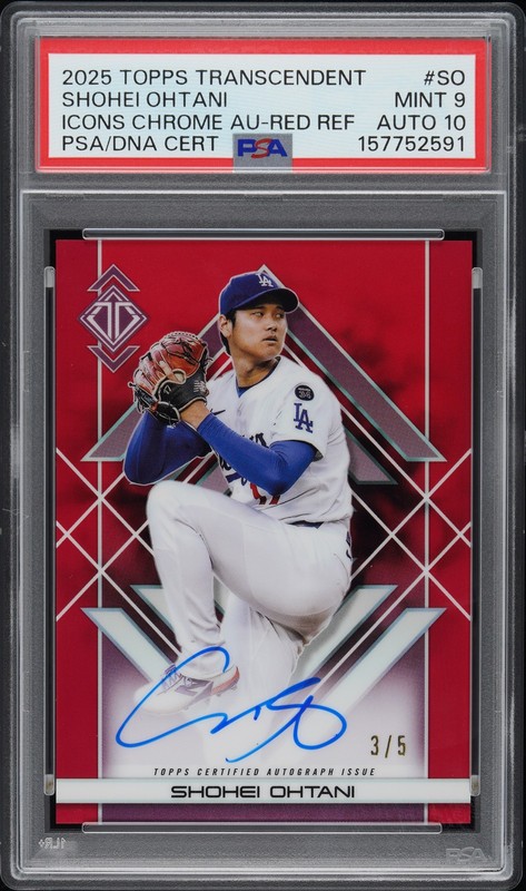 2025 RED REFRACTOR #SO SHOHEI OHTANI 3/5 PSA 9 AUTO 10