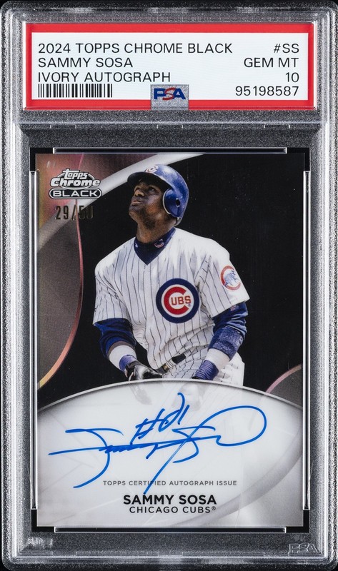 2024 TOPPS CHROME BLACK IVORY AUTOS #SS SAMMY SOSA 29/50 PSA 10