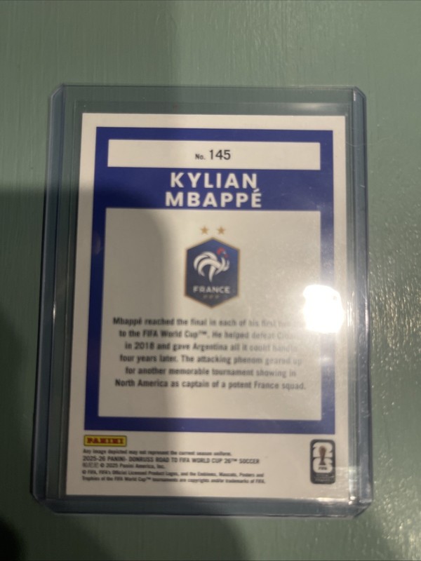 2025-26 Donruss Road to World Cup Kylian Mbappe BLUE JERSEY COLOR /205 - France view 2