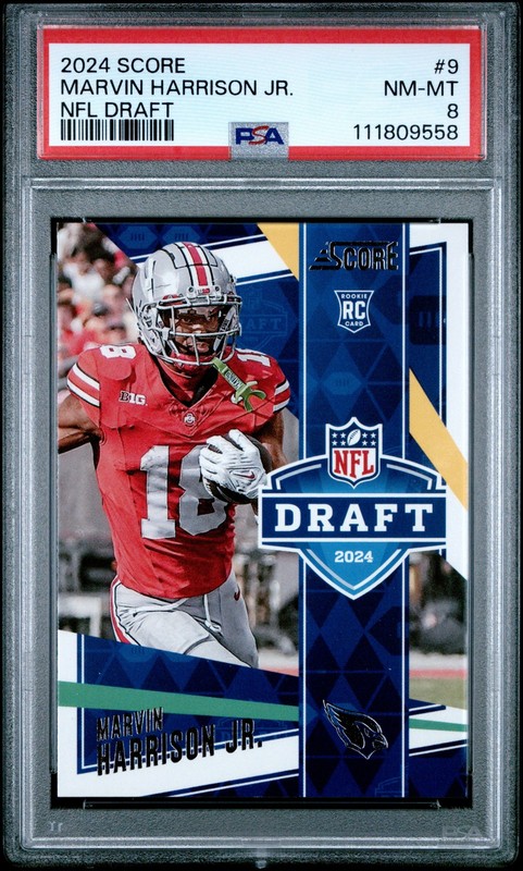 2024 PANINI SCORE NFL DRAFT #9 MARVIN HARRISON JR. PSA 8