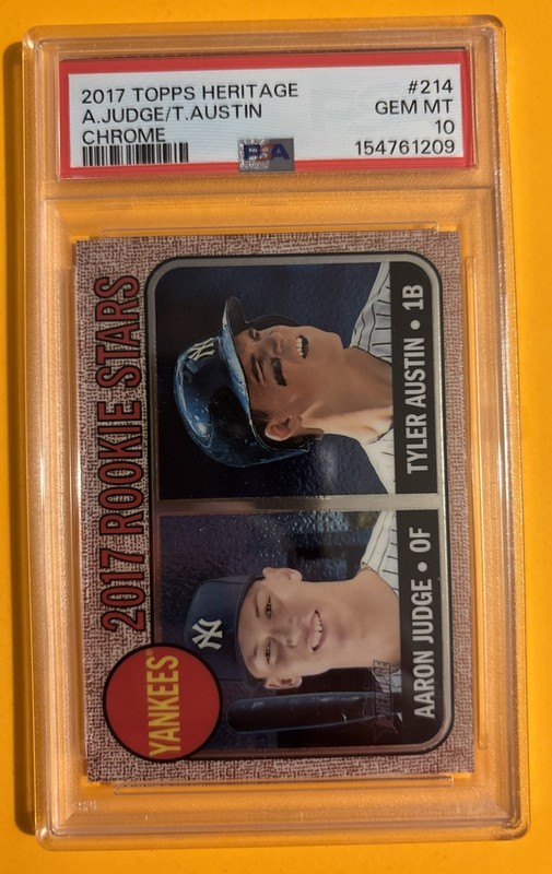 AARON JUDGE #'d/999 Rookie RC PSA 10 Gem Mint 2017 Topps Heritage 214 w Tyler Au