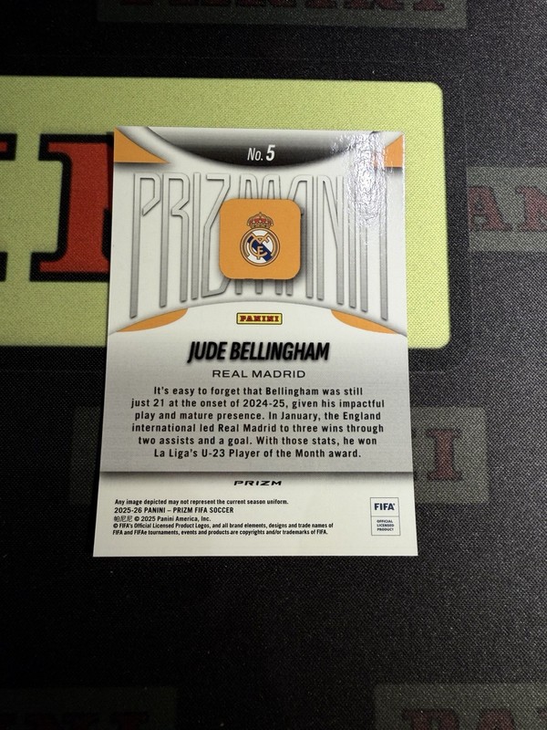 2025-26 Panini Prizm FIFA Real Madrid Jude Bellingham Prizmania SSP view 2