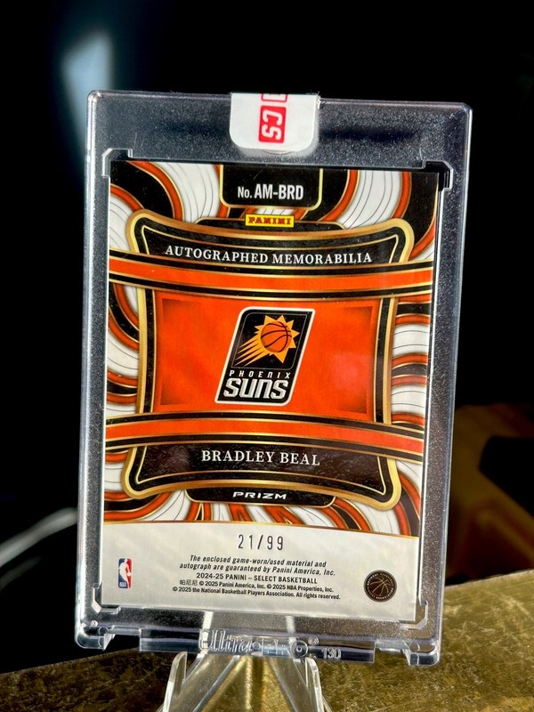 2024-25 Panini Select Bradley Beal #AM-BRD Silver Patch Auto GAME WORN /99 view 2