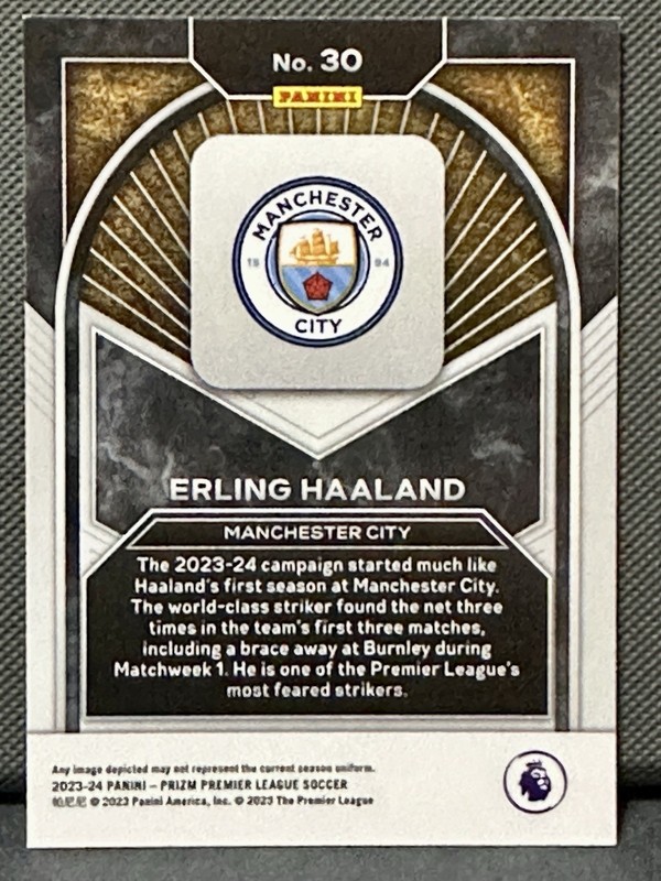 Erling Haaland 2023-24 Panini Prizm Premier League Brilliance Insert 30 Man City view 2
