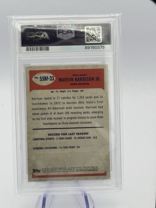 2023 Bowman U Chrome Marvin Harrison Jr 1955 Bowman PSA 10 Ohio State view 2