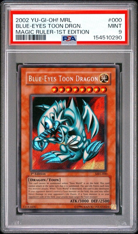 PSA 9 Blue-Eyes Toon Dragon MRL-000 Magic Ruler 1st Edition NEW CERT