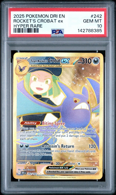 2025 POKEMON DRI EN-DESTINED RIVALS HYPER RARE TEAM ROCKET'S CROBAT EX PSA 10