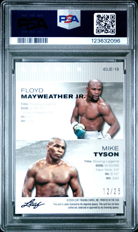 2024 SILVER WAVE #ELE13 FLOYD MAYWEATHER/MIKE TYSON 12/25 PSA 9 view 2