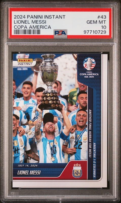 2024 PANINI INSTANT CONMEBOL COPA AMERICA 2024 #43 LIONEL MESSI PSA 10