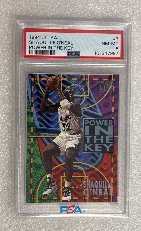 1994 Fleer Ultra Shaquille O'Neal Power in the Key Insert #7  NM-MT PSA 8 Magic