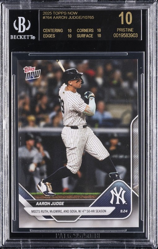 2025 TOPPS NOW ##764 AARON JUDGE BGS 10 BLACK LABEL