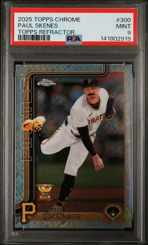 2025 TOPPS CHROME TOPPS REFRACTOR #300 PAUL SKENES PSA 9