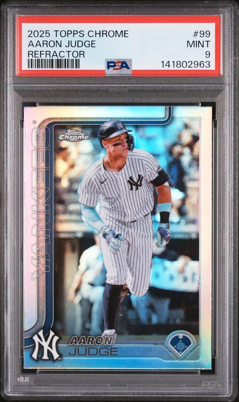 2025 TOPPS CHROME REFRACTOR #99 AARON JUDGE PSA 9