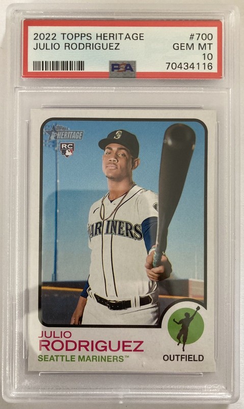 2022 Topps Heritage Julio Rodriguez PSA 10 GEM MT Rookie #700 Seattle Mariners 