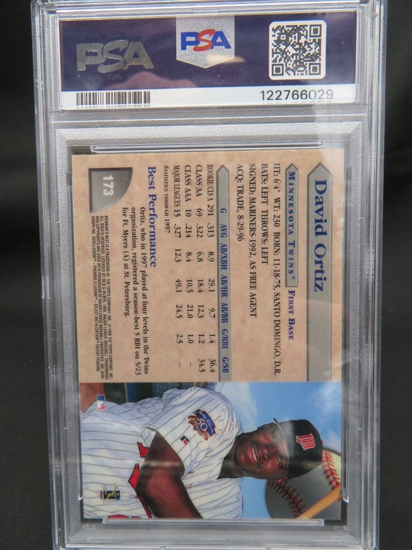 1998 Bowman's Best David Ortiz #173 Big Papi Rookie RC Twins PSA 8 view 2