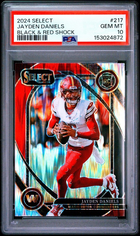 2024 PANINI SELECT BLACK & RED SHOCK #217 JAYDEN DANIELS PSA 10