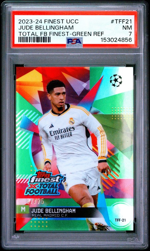 2023-24 GREEN REFRACTOR #TFF21 JUDE BELLINGHAM 07/75 PSA 7