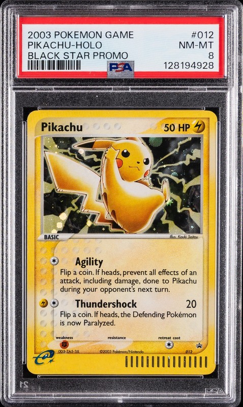 2003 POKEMON BLACK STAR PROMO #012 PIKACHU-HOLO PSA 8