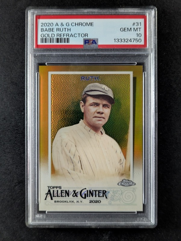2020 Allen & Ginter Chrome BABE RUTH 31/50 True Gold Refractor #31 PSA 10 POP 4