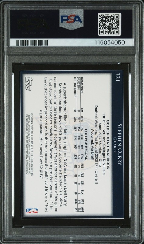 Stephen Curry - 2009-10 Topps Rookie RC #321 Warriors - PSA 8 view 2
