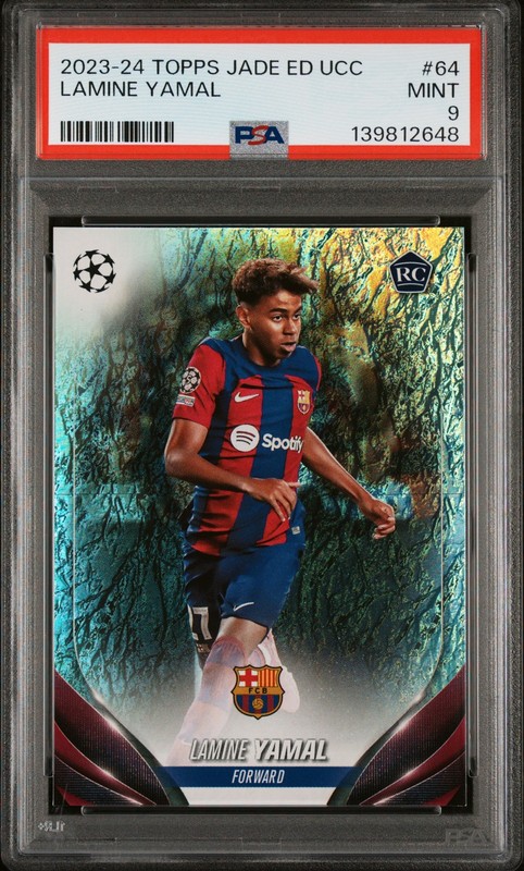 2023-24 TOPPS JADE EDITION UEFA CLUB COMPETITIONS #64 LAMINE YAMAL ROOKIE PSA 9