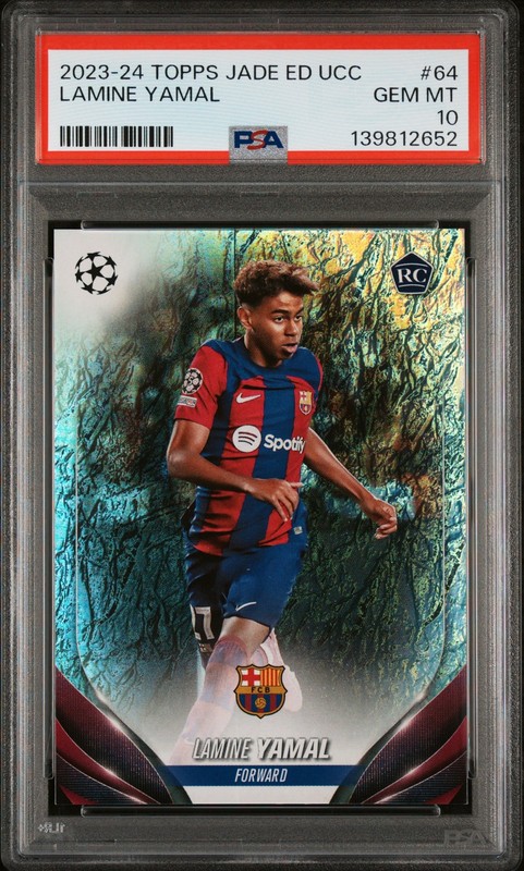 2023-24 TOPPS JADE EDITION UEFA CLUB COMPETITIONS #64 LAMINE YAMAL ROOKIE PSA 10