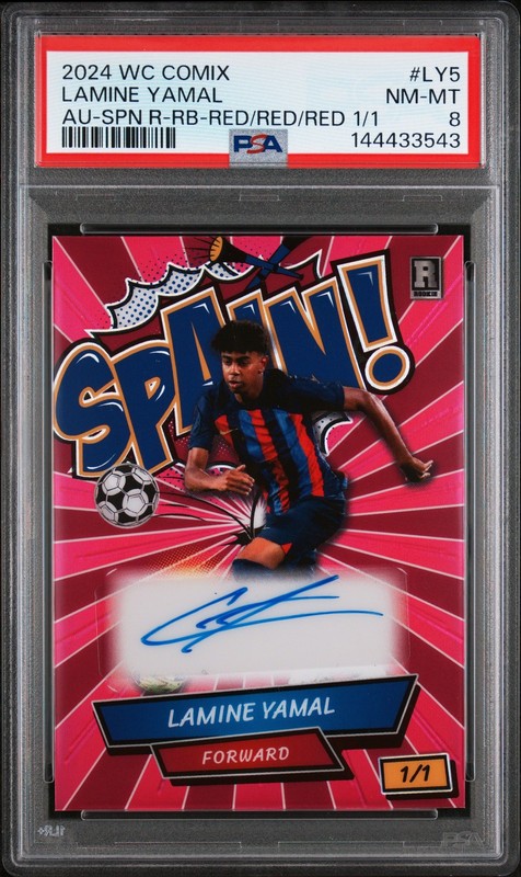 2024 WILD CARD LAMINE YAMAL COMIX AUTOS #LY5 LAMINE YAMAL 1/1 PSA 8
