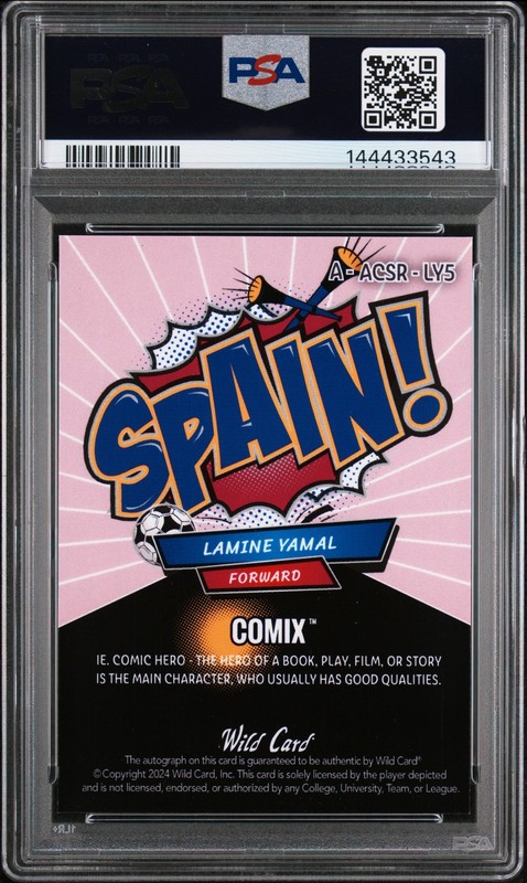 2024 WILD CARD LAMINE YAMAL COMIX AUTOS #LY5 LAMINE YAMAL 1/1 PSA 8 view 2