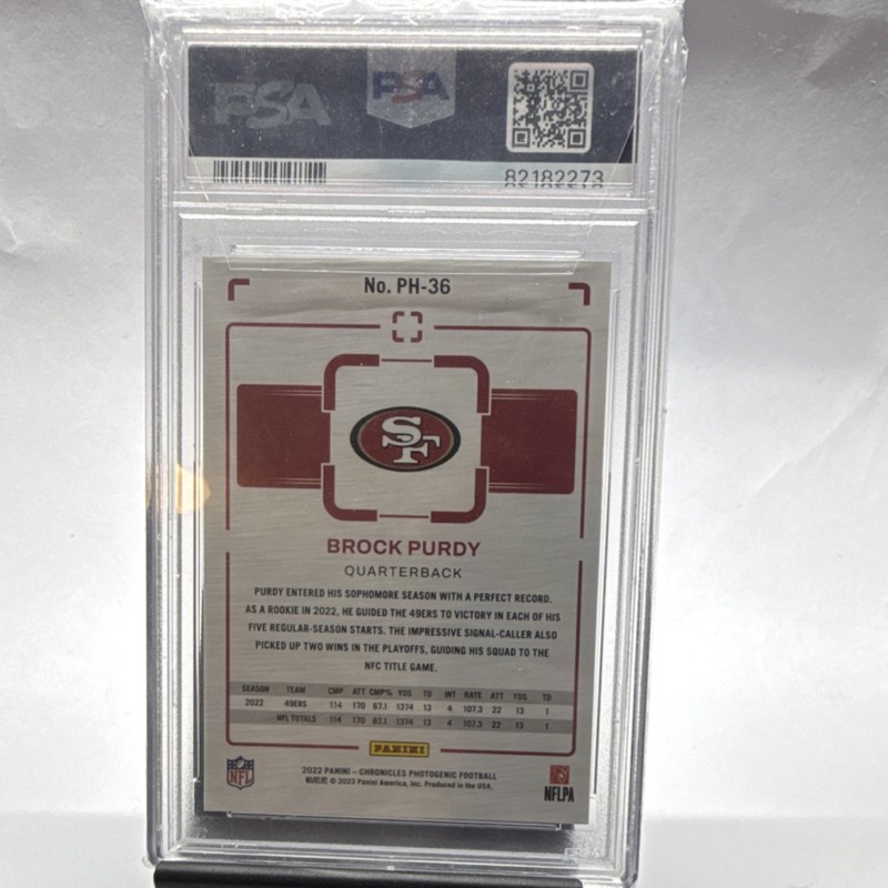 Panini Chronicles Photogenic Bronze Insert Brock Purdy 49ers #PH-36 PSA 9 view 2