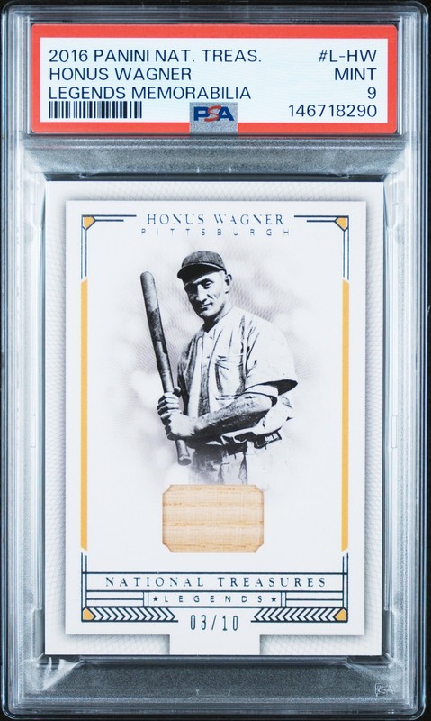 2016 NATIONAL TREASURES LEGENDS MEMORABILIA #L-HW HONUS WAGNER 3/10 PSA 9