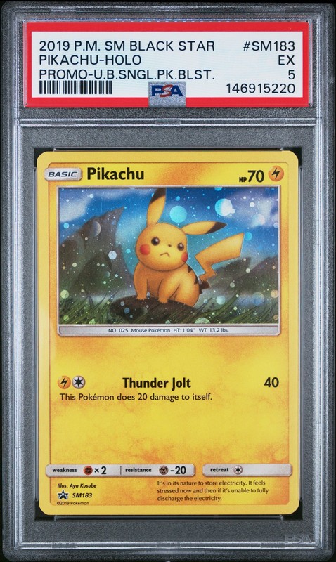 2019 POKEMON SM BLACK STAR PROMO #SM183 PIKACHU-HOLO PSA 5