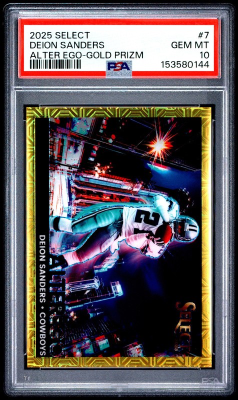 2025 PANINI SELECT ALTER EGO GOLD PRIZM #7 DEION SANDERS 5/10 PSA 10