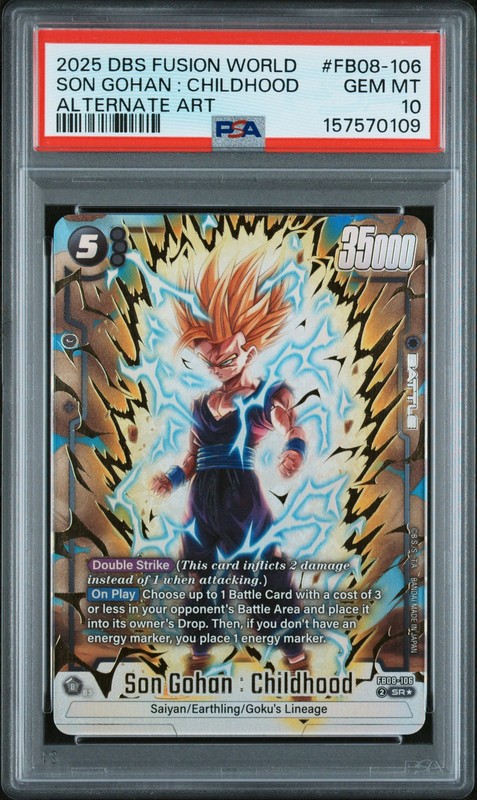 2025 DRAGON BALL SUPER CARD ALTERNATE ART #FB08-106 SON GOHAN : CHILDHOOD PSA 10