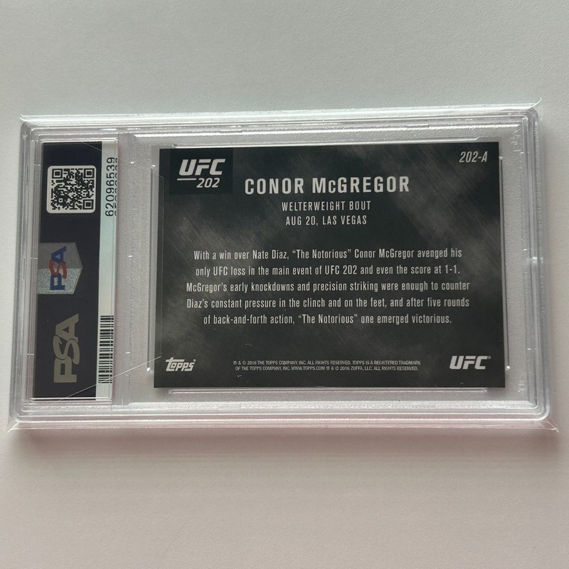 Conor McGregor 2016 Topps Now UFC 202 vs. Nate Diaz #202-A Print Run 636 PSA 9 view 2