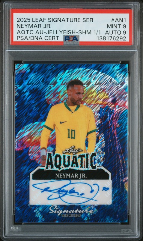 2025 LEAF SIGNATURE SERIES AQUATIC AUTO #AN1 NEYMAR JR. 1/1 PSA 9 AUTO 9