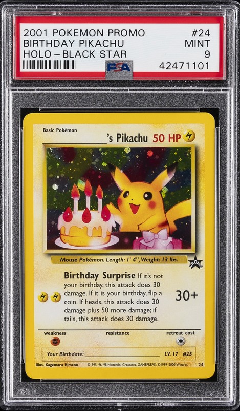 2000 POKEMON PROMO BLACK STAR #24 BIRTHDAY PIKACHU-HOLO PSA 9
