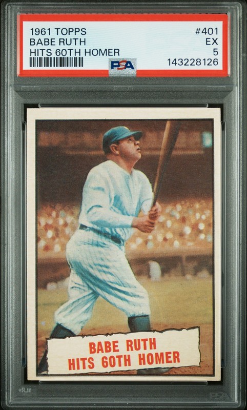 1961 TOPPS HITS 60TH HOMER #401 BABE RUTH PSA 5